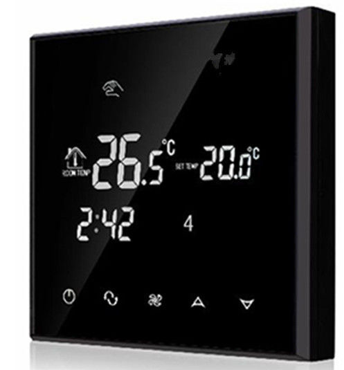 Heating / Cooling Touch Screen Room Thermostat NTC Sensor Black Color