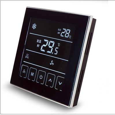 Black Touch Screen Digital Room Thermostat IP20 NTC Sensor 86*86*14mm Size