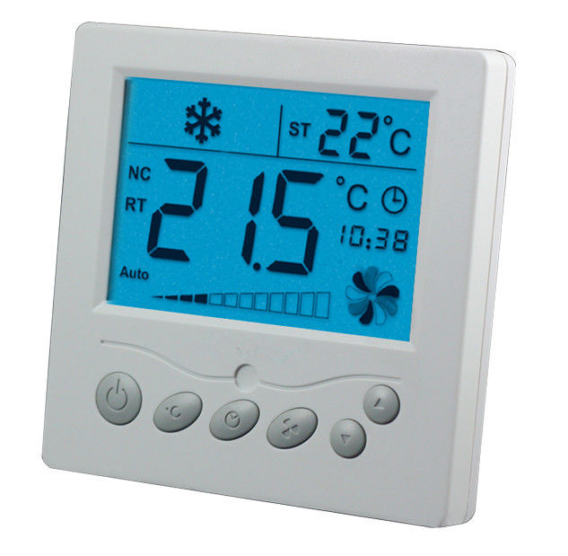 Professional Cooling Fan Coil Thermostat With White Large LCD Display