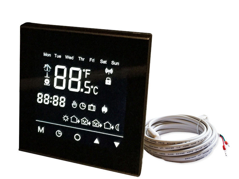 Black Panel Touch Screen Thermostat Mirror Surface For Electric Floor Heating